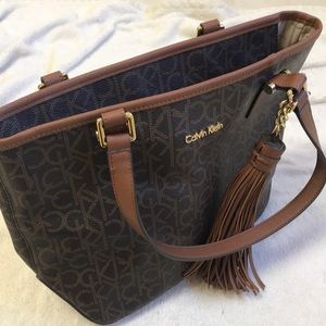 Calvin Klein Claire Monogram Tassel small Tote